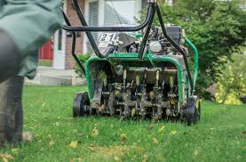Aeration machine on a lawn